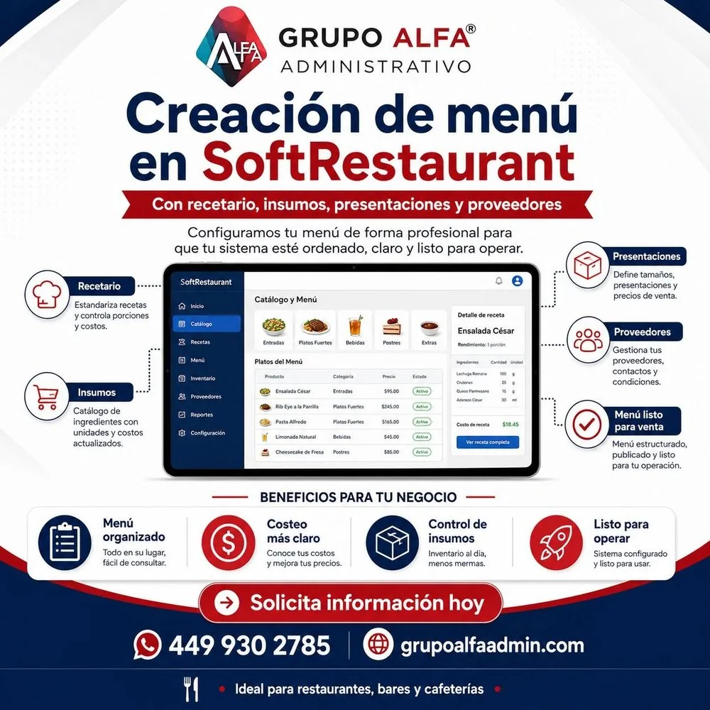 Creación de menú en SoftRestaurant