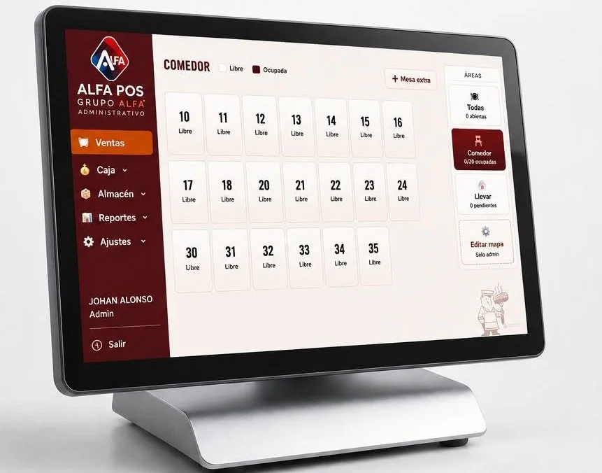 ALFA POS corriendo en una terminal de punto de venta